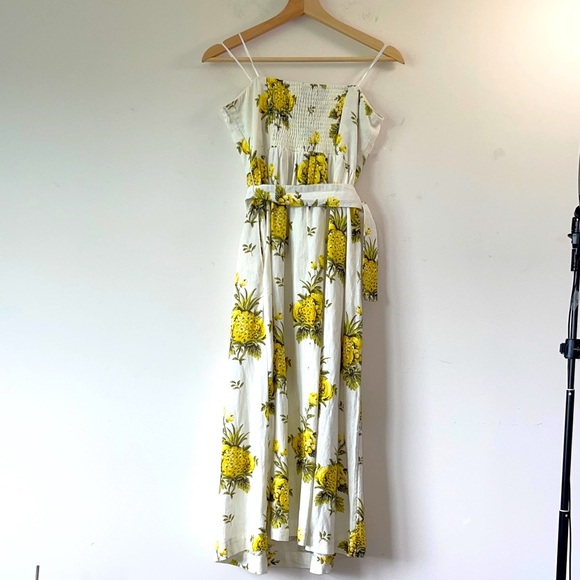 Tahari Pineapple Linen Blend Vintage Straples Midi  Dress - Picture 10 of 16